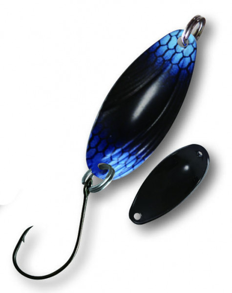 Trout Spoon V 2,5g schwarz/blau-schwarz